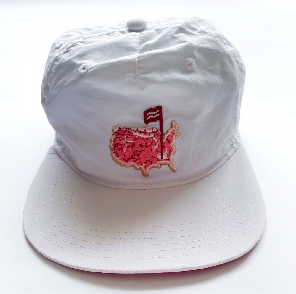 Breakfast Balls White and Red-Orange Golf Hat USA Map Adjustable RSVLTS